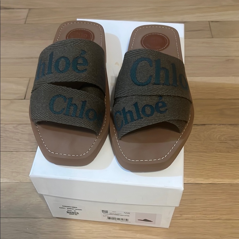 Chloe Sweet Khaki Woody Sandals